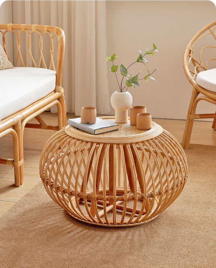 Natural Woven Rattan Coffee Table